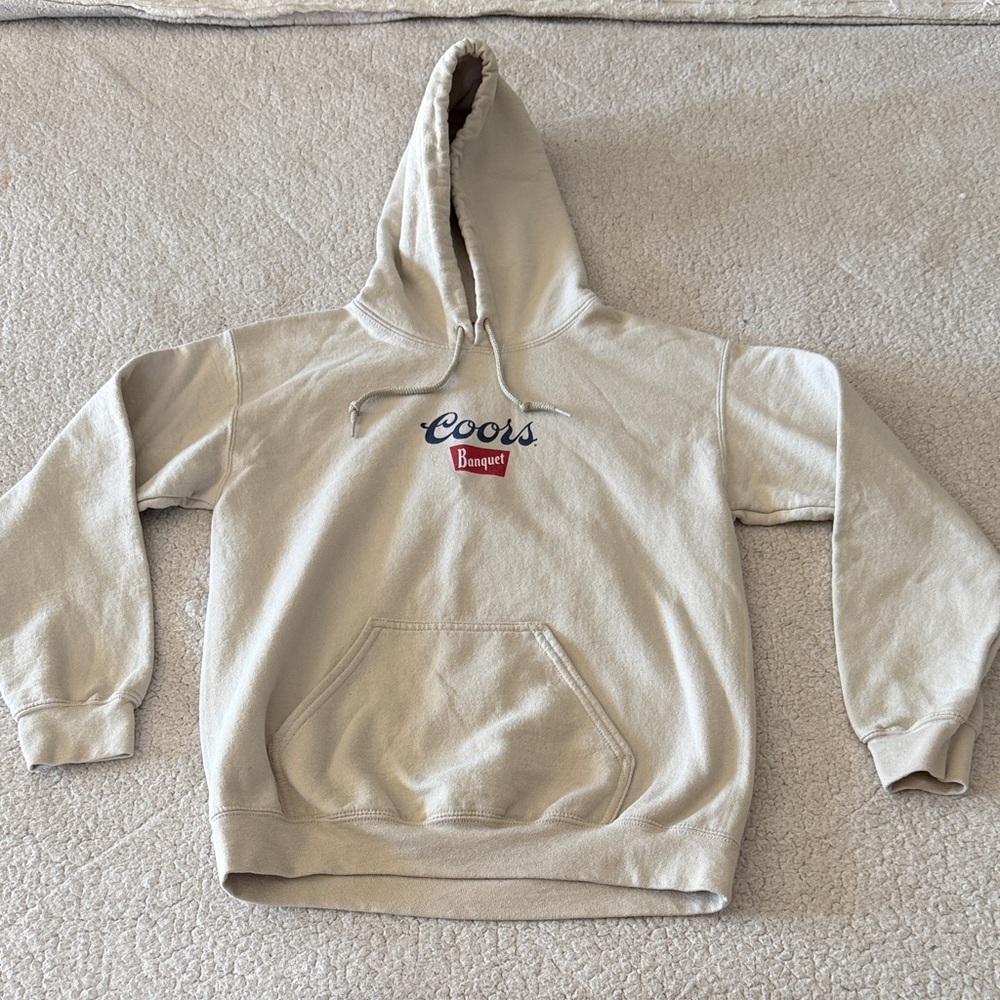 Coors Banquet Tan Hoodie for Men Size Small